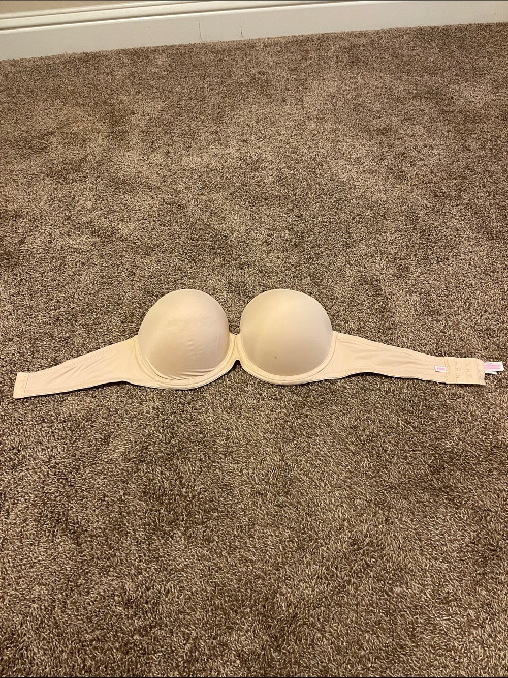 PINK Victoria's Secret Nude Strapless Bra with Bright Pink Lining